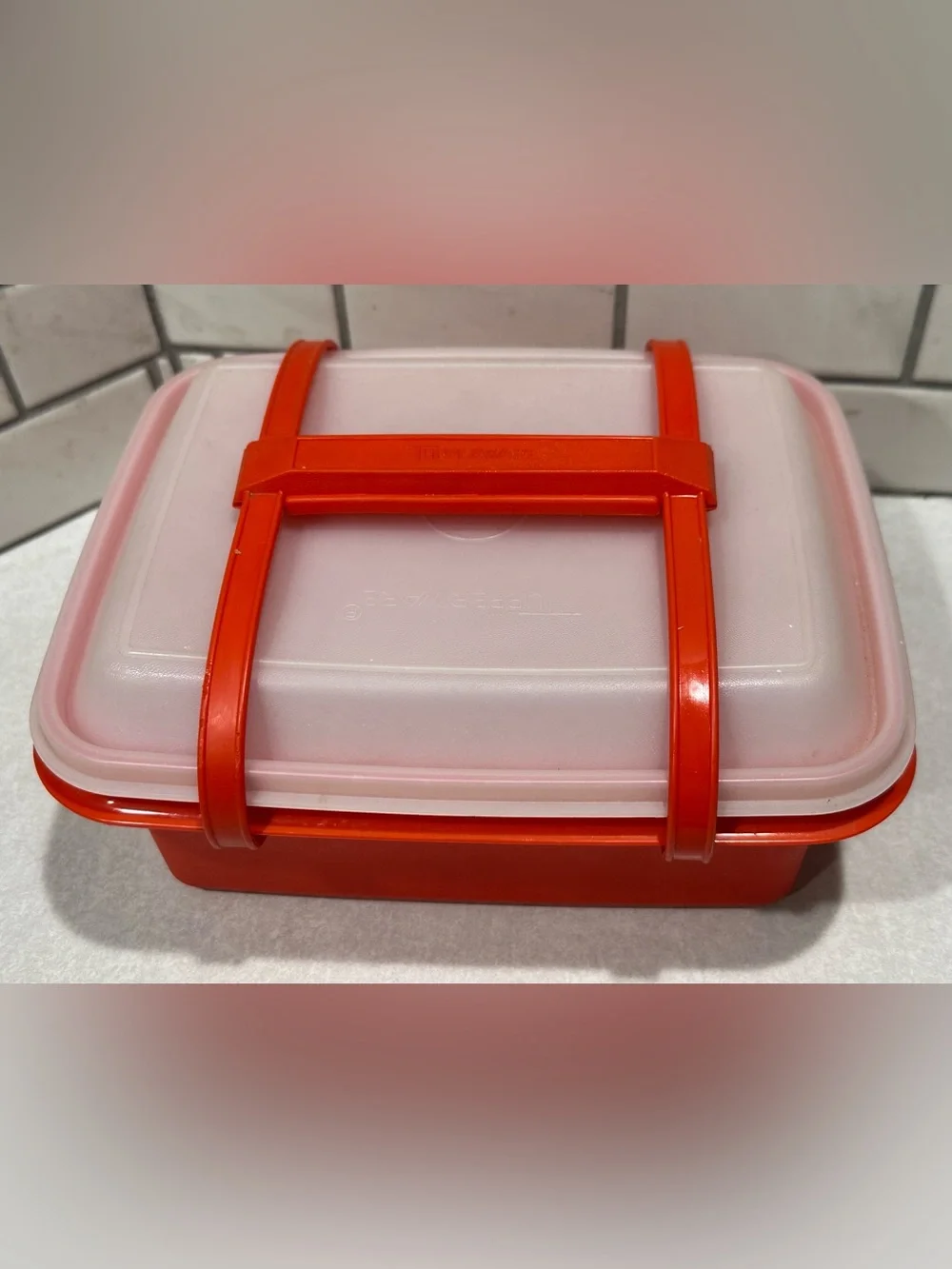 Vintage 3 Piece Set Tupperware Luncbox/ Ice Cream Keeper #|254-18Paprika/Red